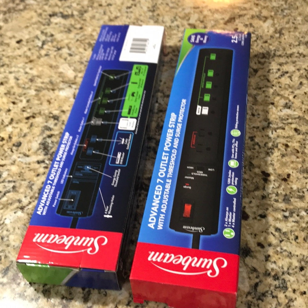 New Sunbeam Adv. 7 Outlet Power Strips | One in box & one without box